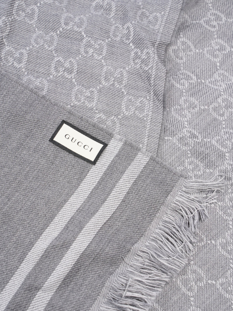  GG-jacquard Scarf Grey Wool