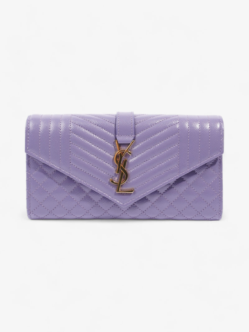  Matelassé Leather Envelope Wallet Lilac Grained Leather