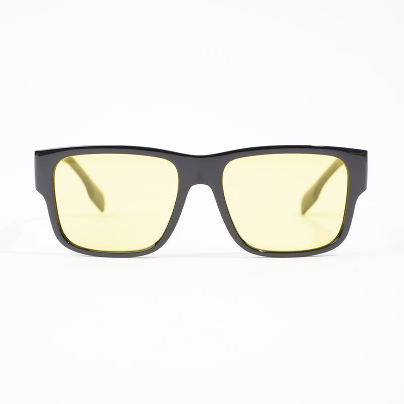  Knight Square Tinted Sunglasses Black / Yellow Acetate 145mm