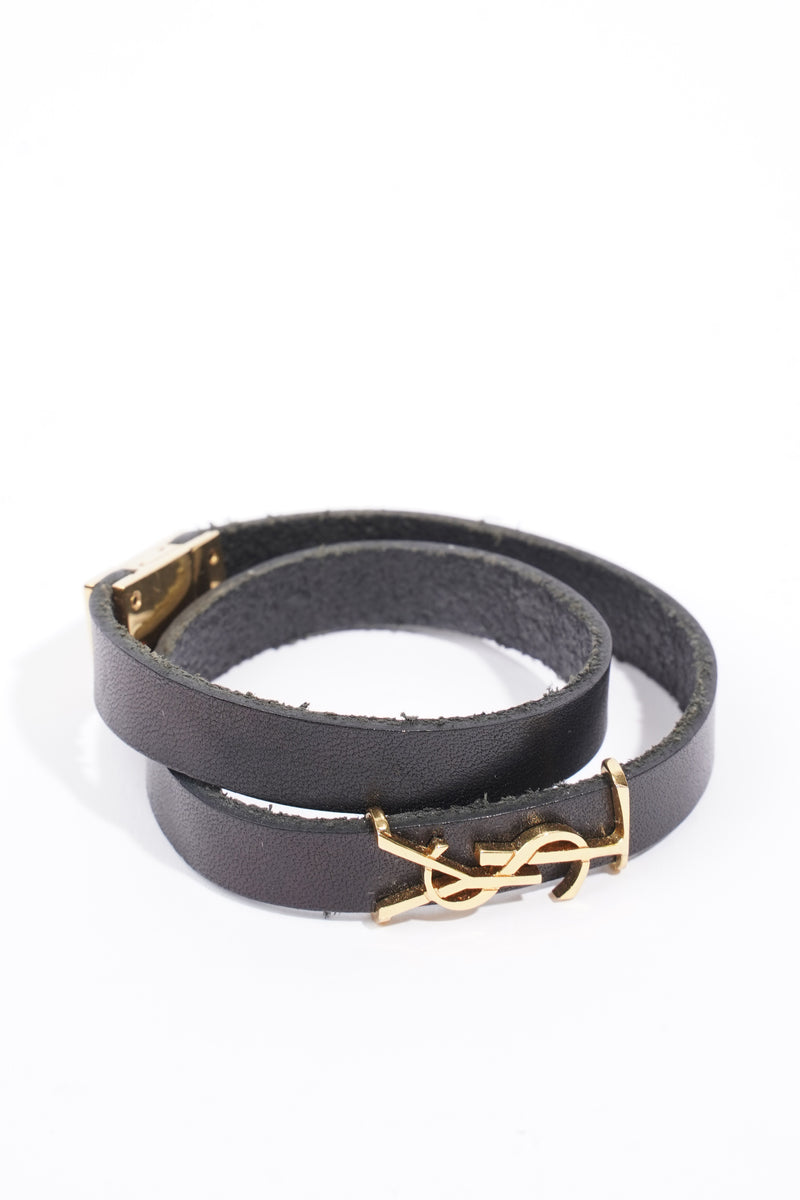  Cassandre Double Wrap Bracelet Black Leather M