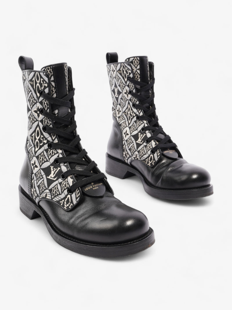  Since 1854 Metropolis Flat Ranger Boots Black Monogram Calfskin Leather EU 40 UK 7