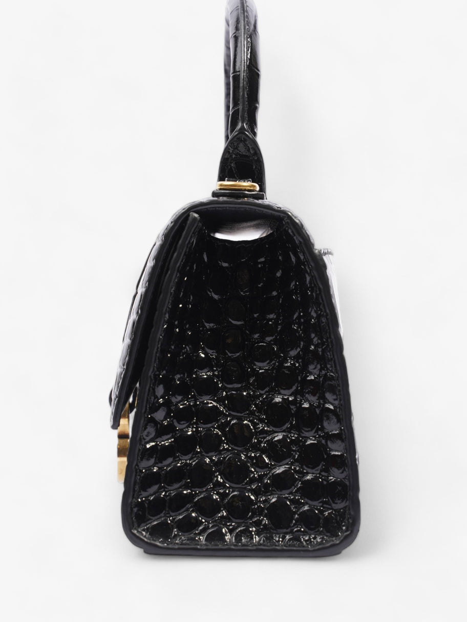 Hourglass XS Black Croc Effect Patent Leather Image 4