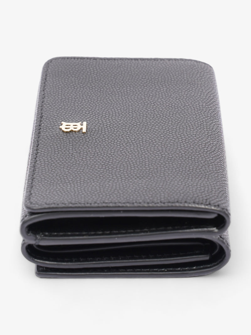  TB Compact Tri-Fold Wallet  Black Calfskin Leather