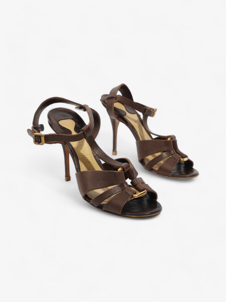 Strappy Heel 100 Brown Leather EU 38 UK 5 Image 2