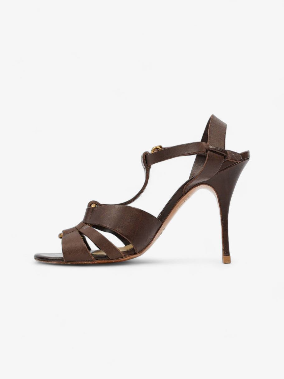 Strappy Heel 100 Brown Leather EU 38 UK 5 Image 3