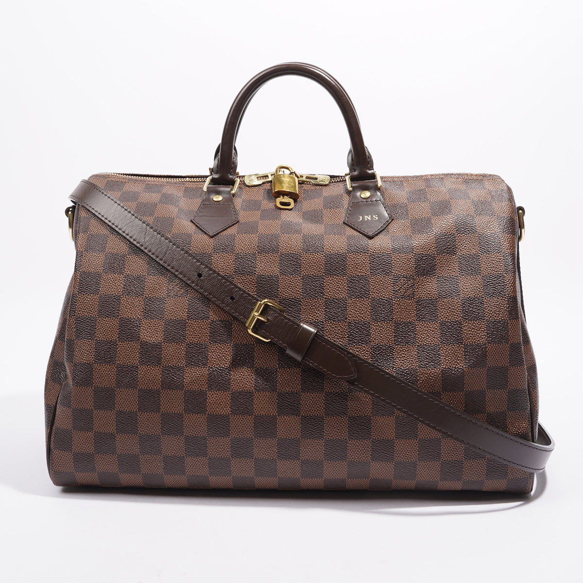 Brown Louis Vuitton Damier Ebene Speedy Bandouliere 35 Boston Bag