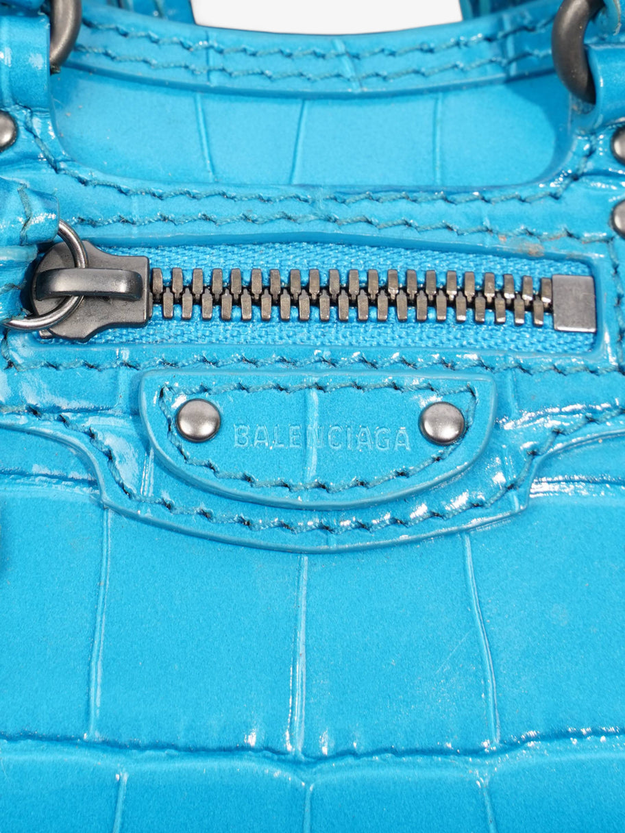 City Bag Blue Embossed Leather Nano Image 2