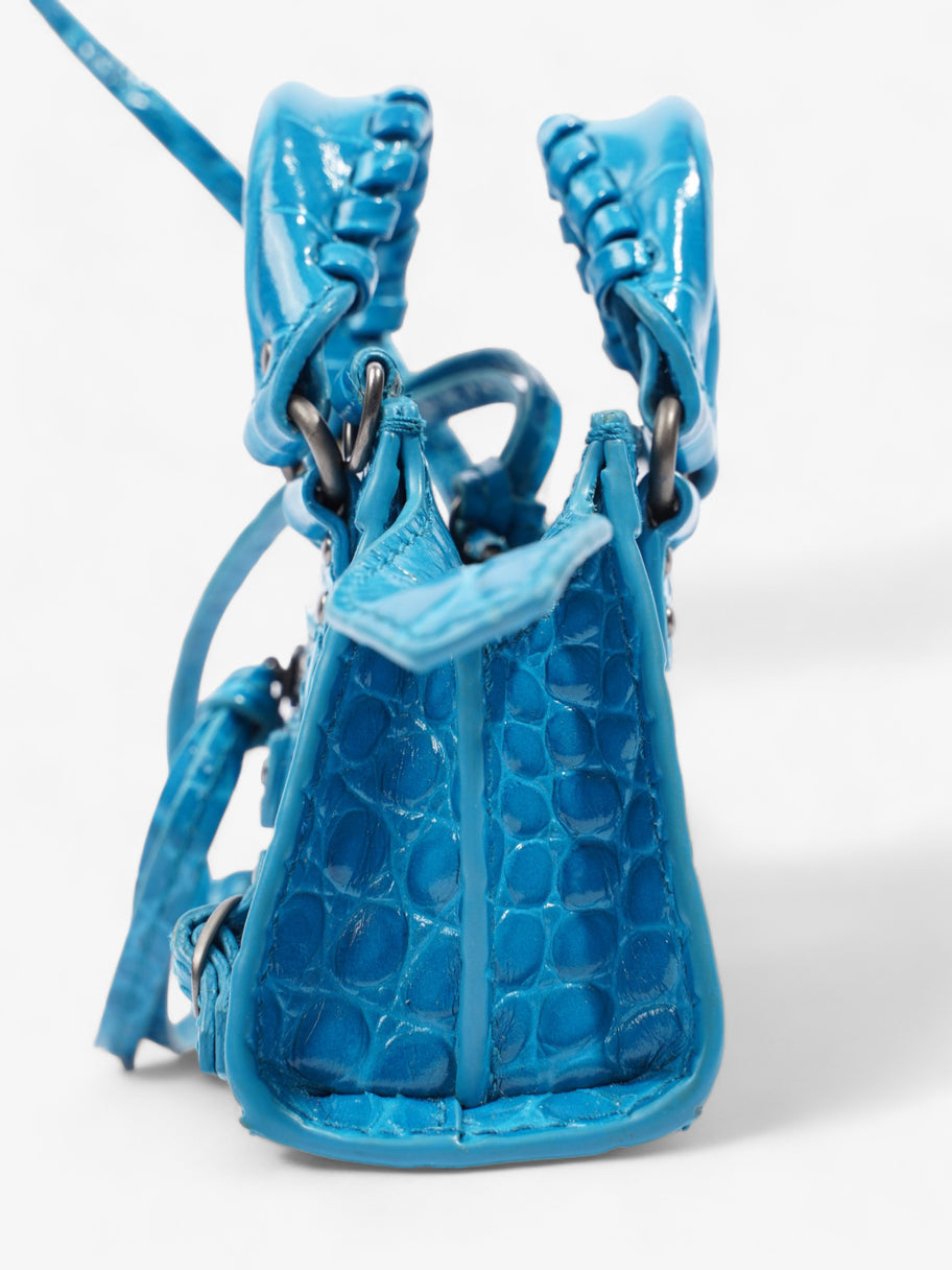 City Bag Blue Embossed Leather Nano Image 3