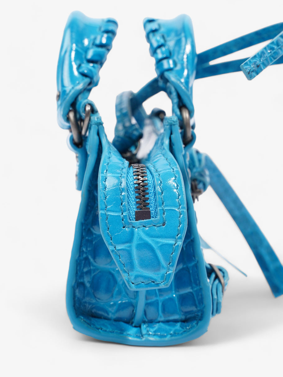City Bag Blue Embossed Leather Nano Image 5