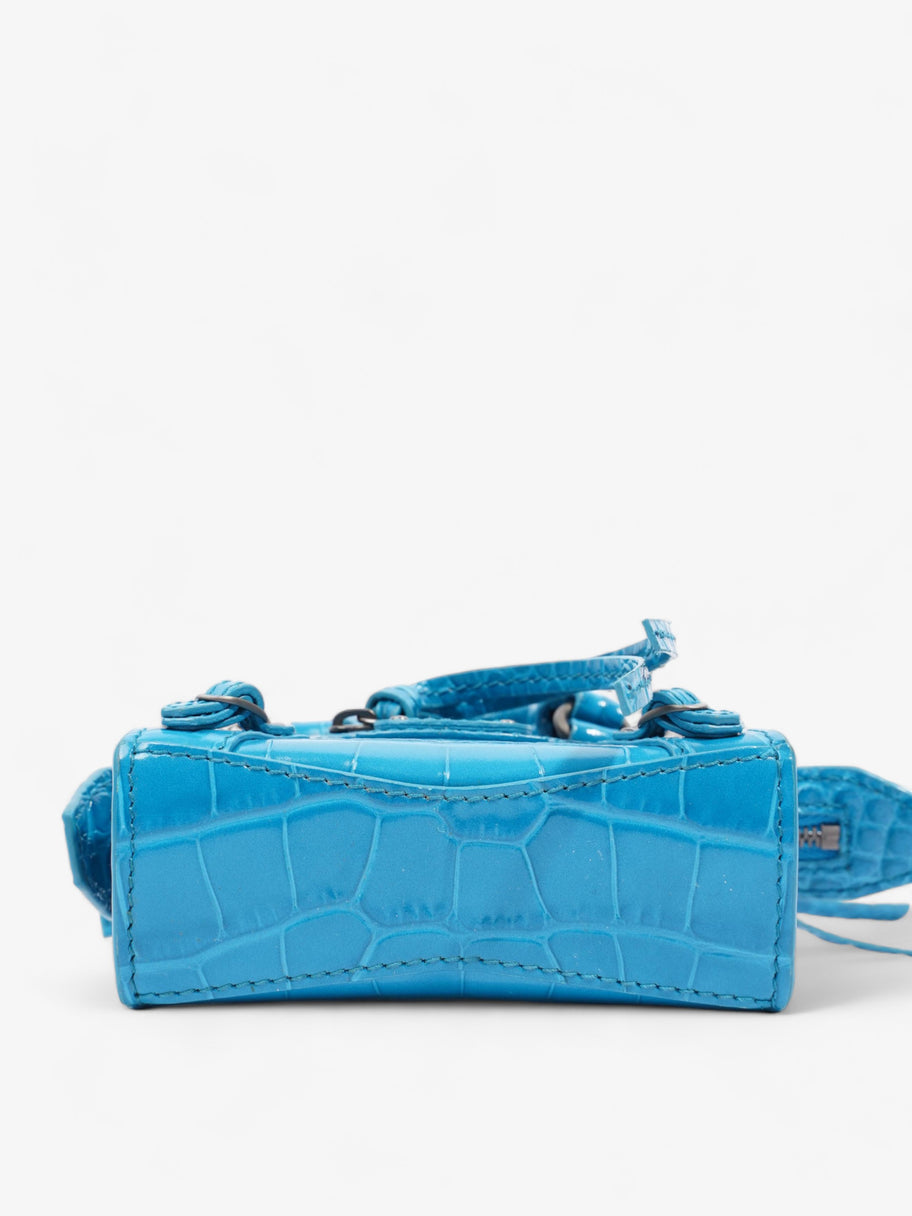 City Bag Blue Embossed Leather Nano Image 6
