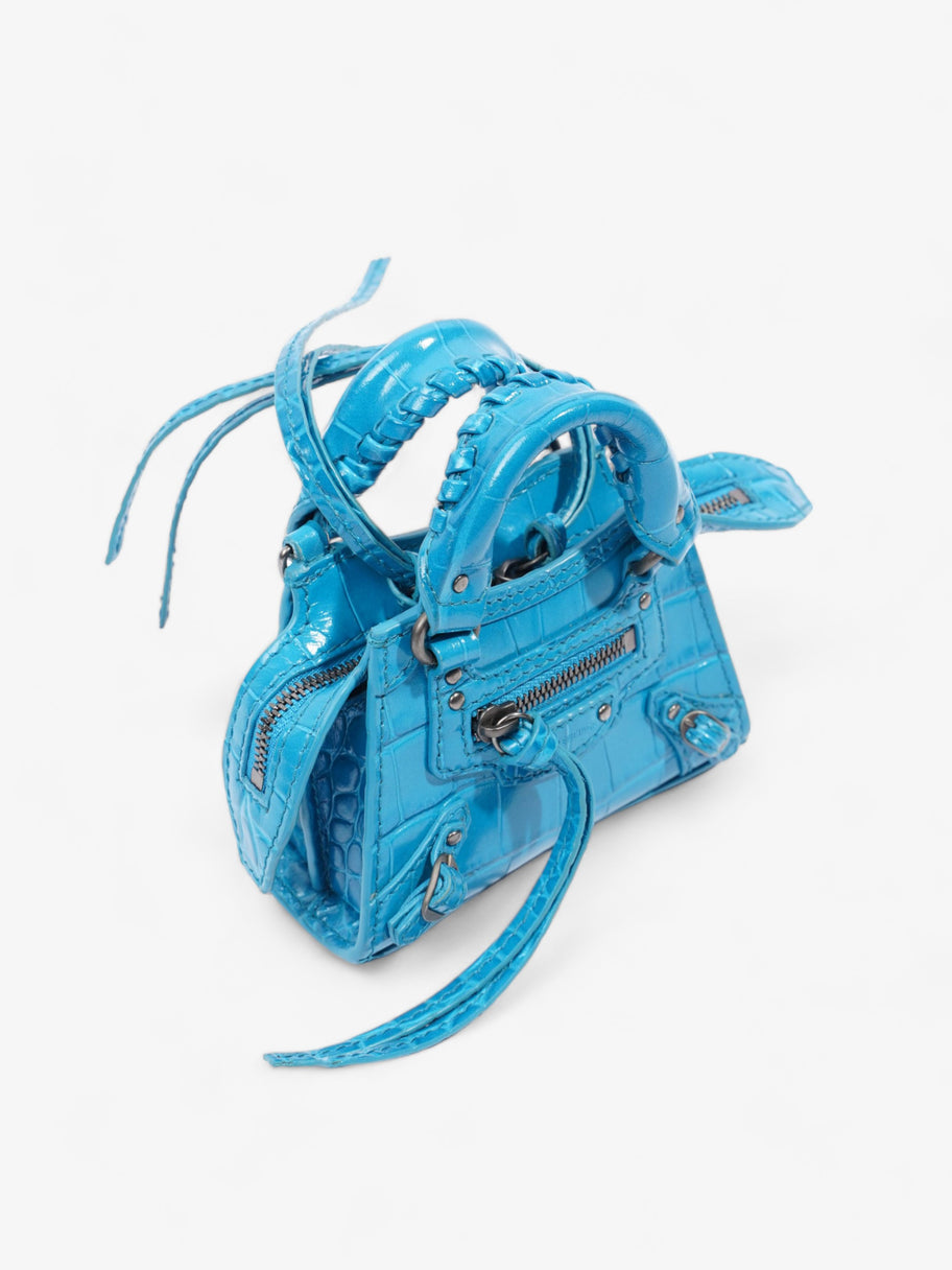 City Bag Blue Embossed Leather Nano Image 7