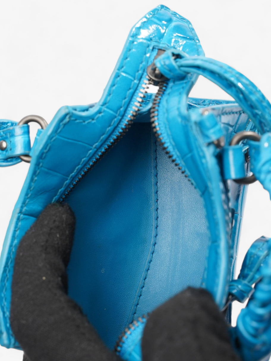 City Bag Blue Embossed Leather Nano Image 8