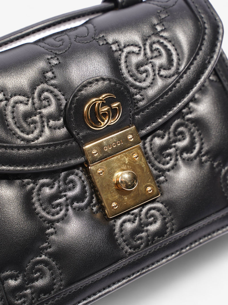  GG Matelasse Top Handle Black Matelasse Leather Small