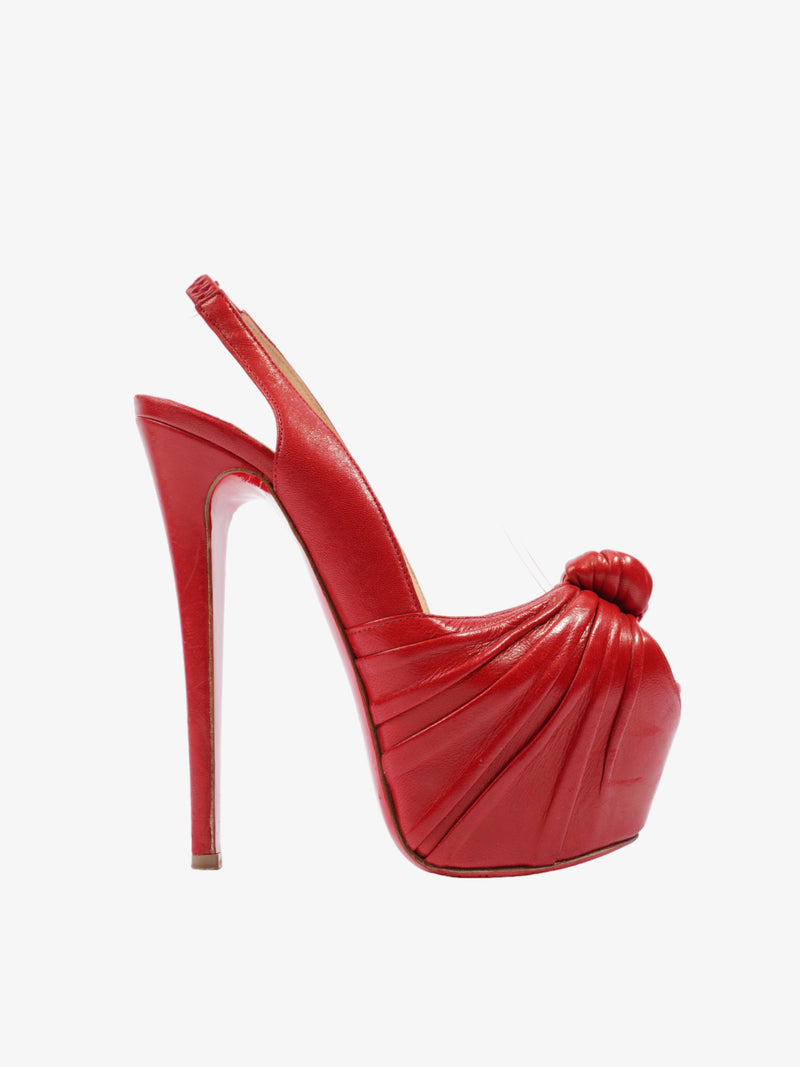  Pleated Accents Slingback Pumps 125mm Red Leather EU 36 UK 3