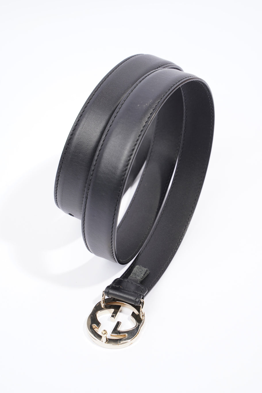Interlocking G Belt Black Leather 90cm 36