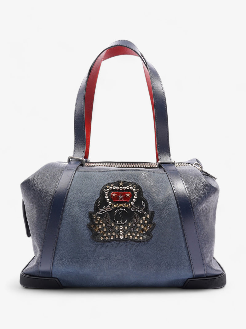  Bagdamon Boston Duffle Bag  Navy Blue  / Red Leather