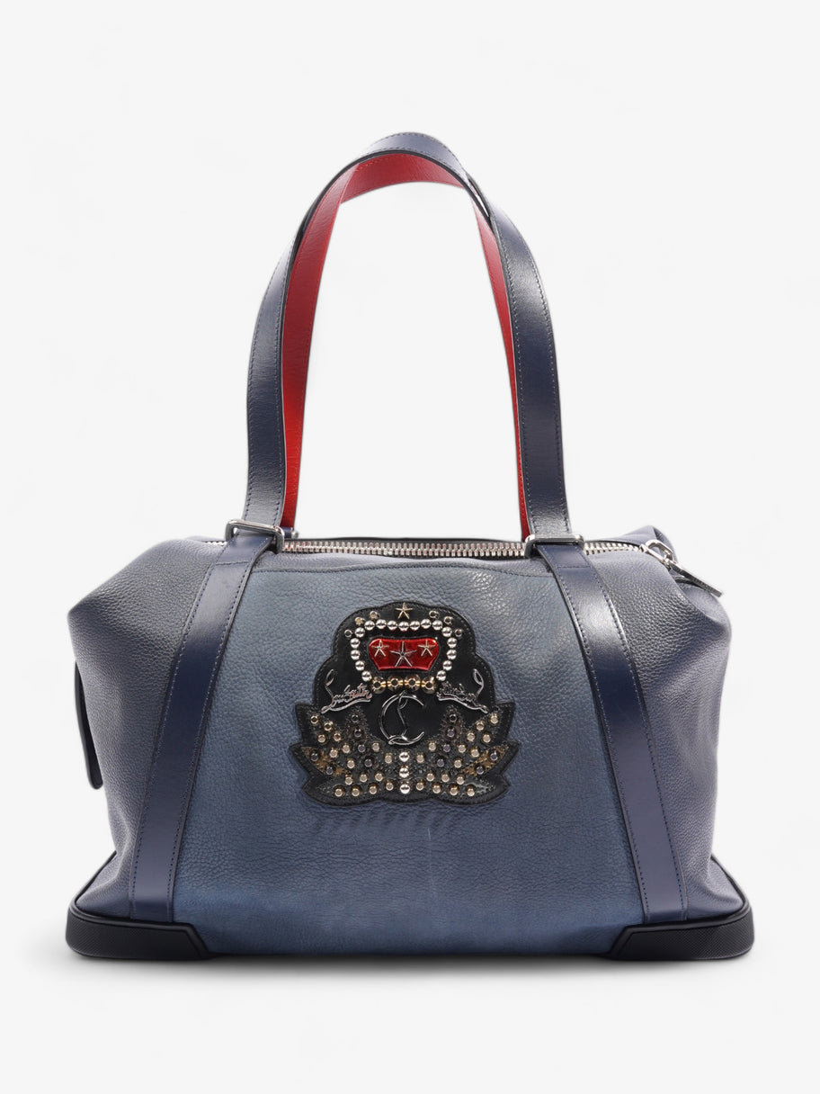 Bagdamon Boston Duffle Bag  Navy Blue  / Red Leather Image 1