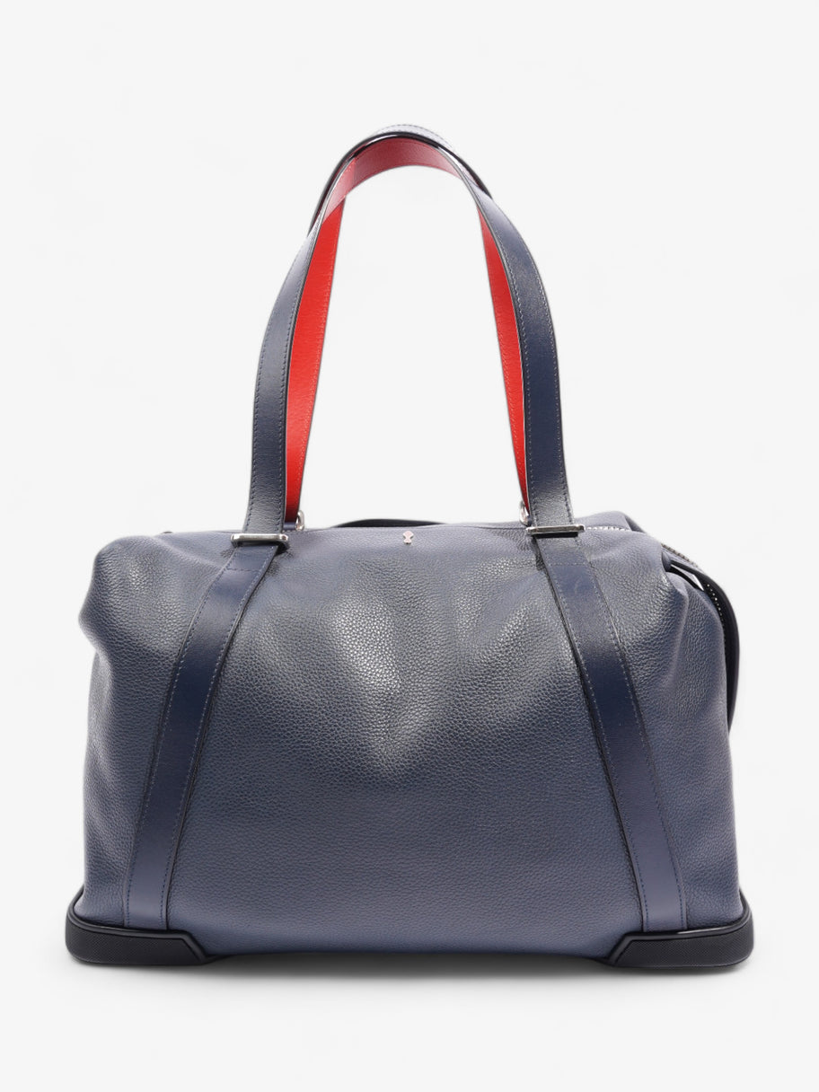 Bagdamon Boston Duffle Bag  Navy Blue  / Red Leather Image 3