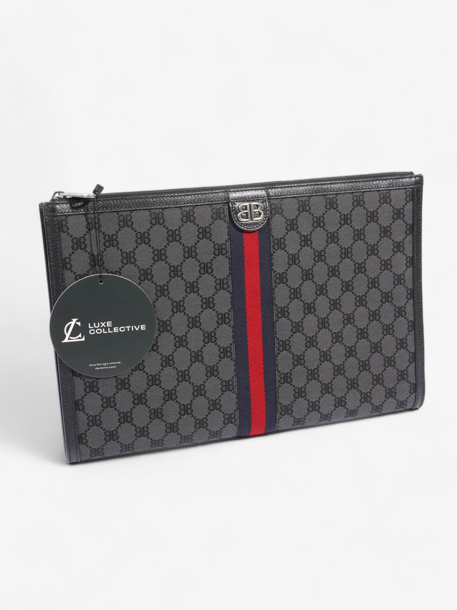 Gucci x Balenciaga The Hacker Project Laptop Pouch Black / Blue And Red Stripe Canvas Image 11