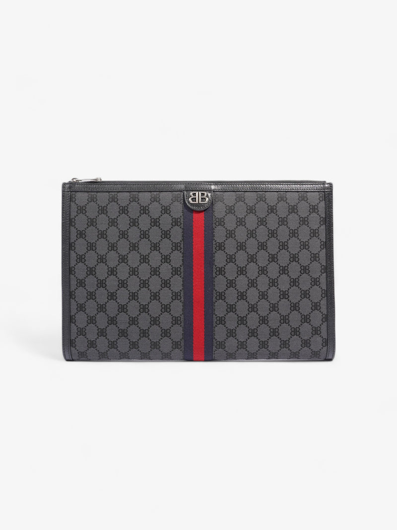  Gucci x Balenciaga The Hacker Project Laptop Pouch Black / Blue And Red Stripe Canvas