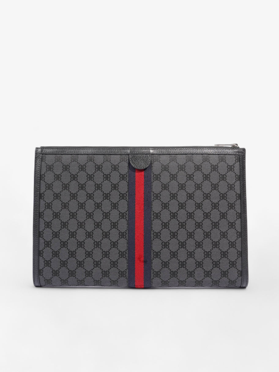 Gucci x Balenciaga The Hacker Project Laptop Pouch Black / Blue And Red Stripe Canvas Image 4