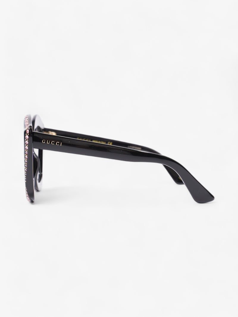  Crystal Cat Eye Sunglasses Black / Pink Acetate 140mm