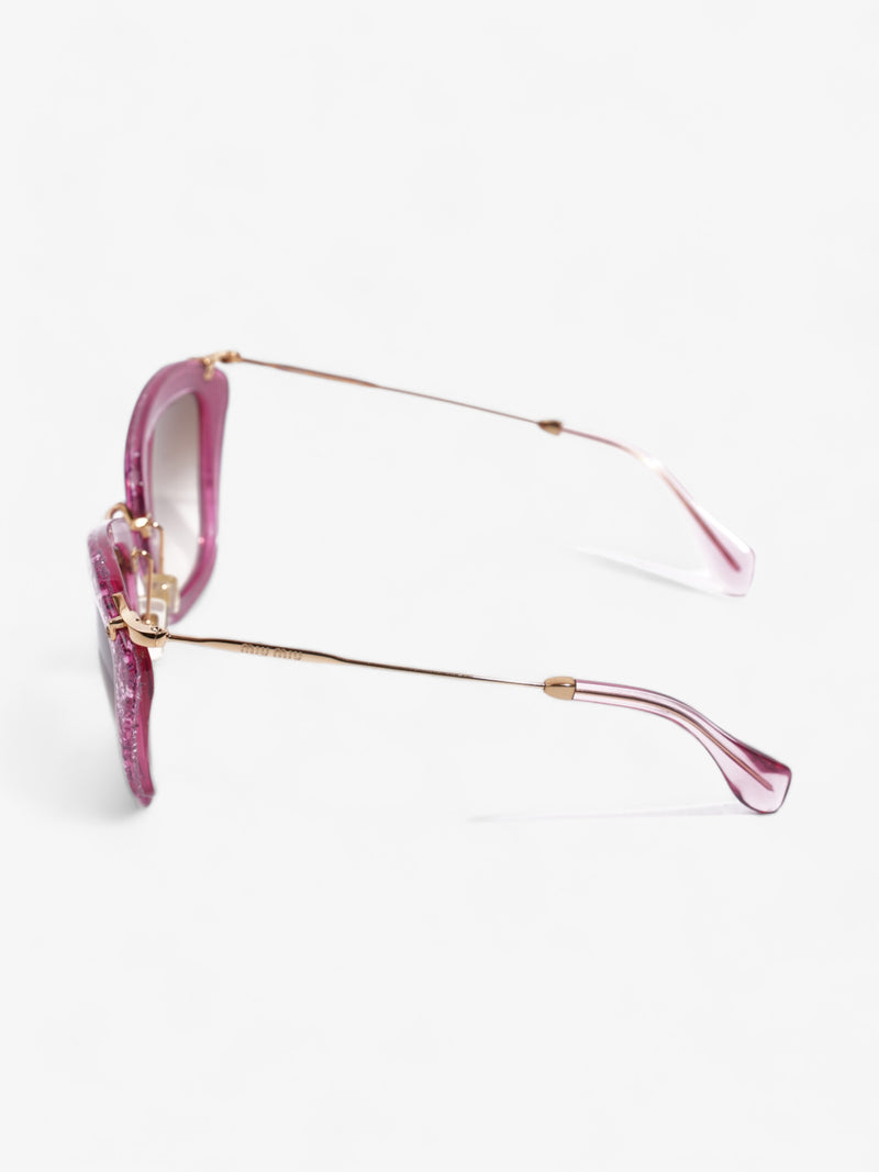  Cat-Eye Sunglasses Pink Glitter Acetate 140mm