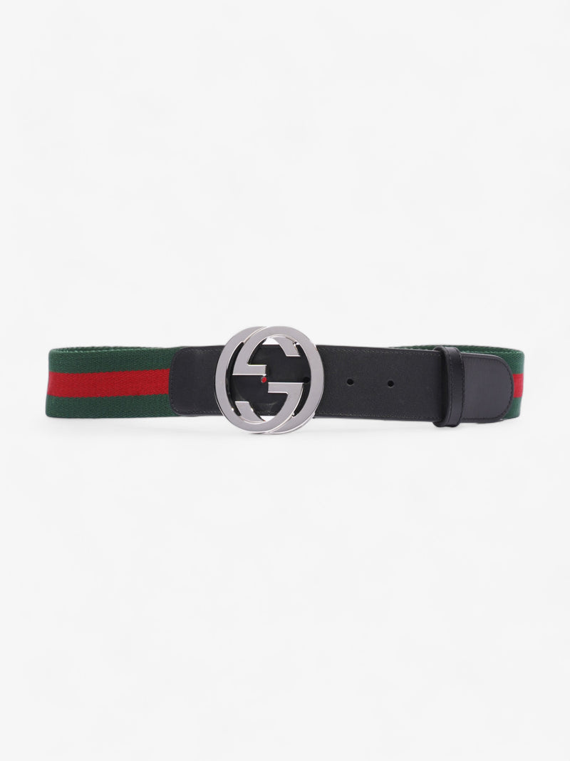  Web Belt with G Buckle Green / Red / Black Leather 80-32