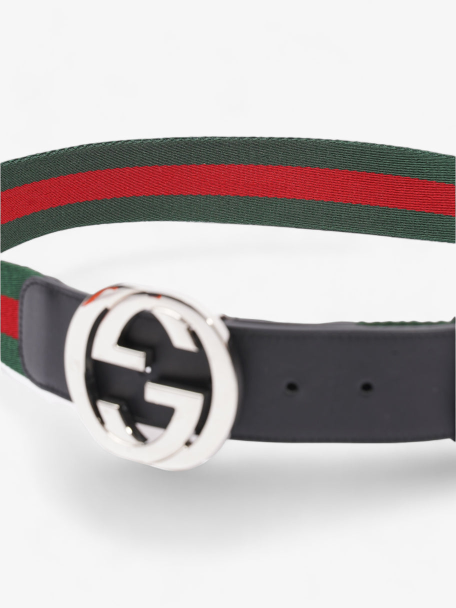 Web Belt with G Buckle Green / Red / Black Leather 80-32 Image 4