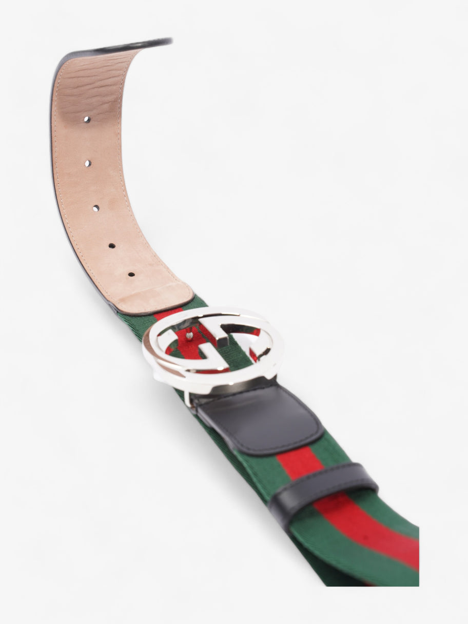 Web Belt with G Buckle Green / Red / Black Leather 80-32 Image 7