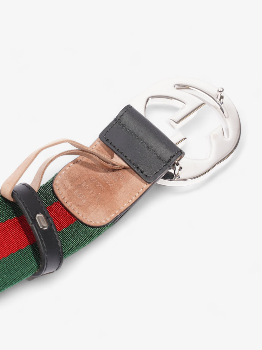 Web Belt with G Buckle Green / Red / Black Leather 80-32 Image 8