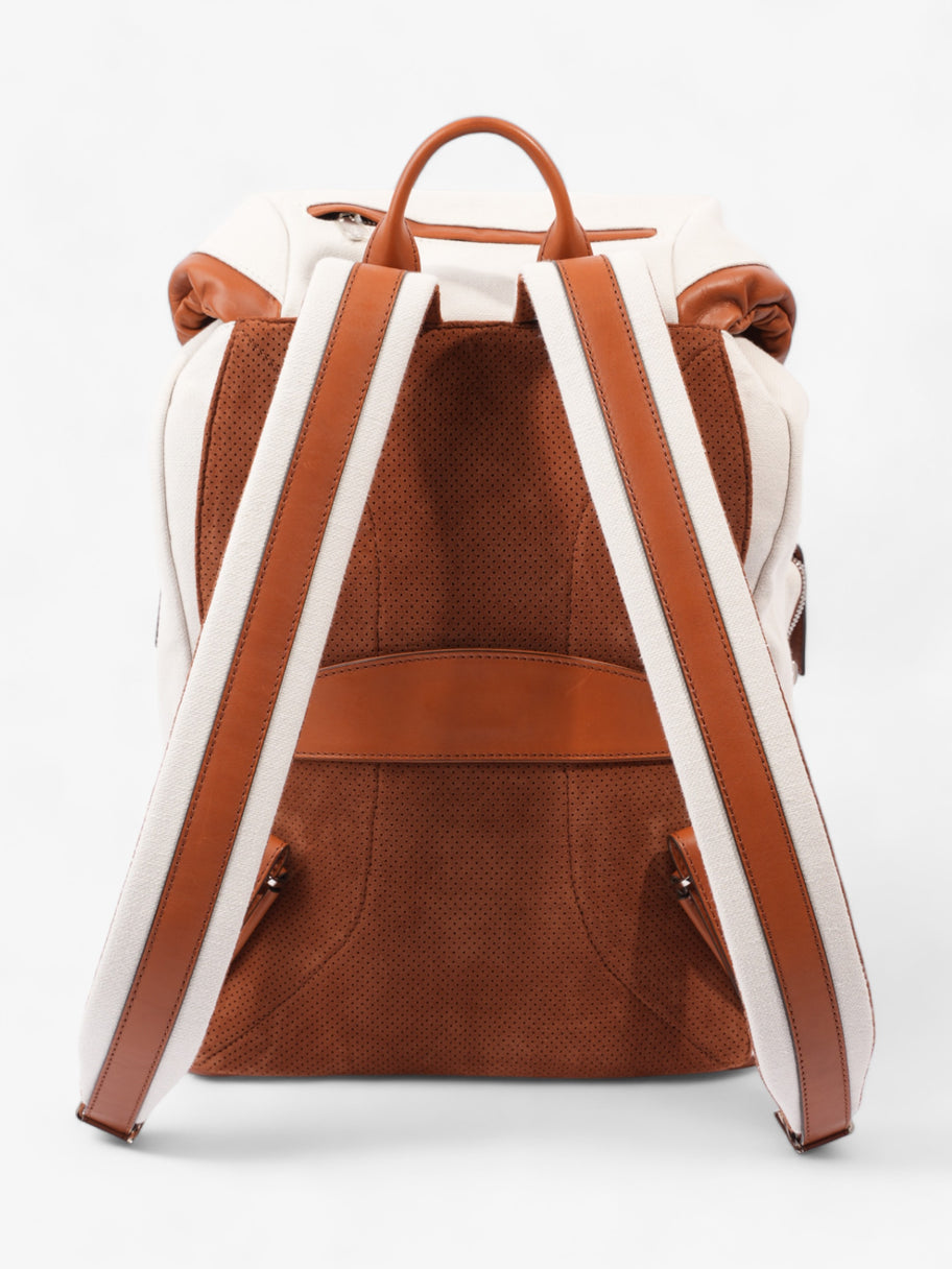 Linrn Backpack White / Brown Canvas Image 4