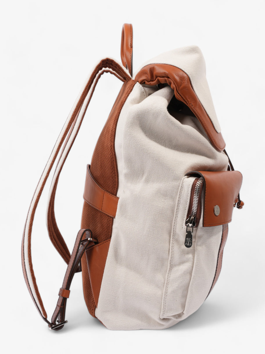 Linrn Backpack White / Brown Canvas Image 5