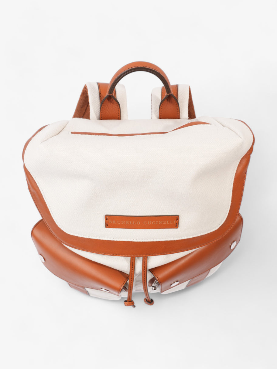 Linrn Backpack White / Brown Canvas Image 7