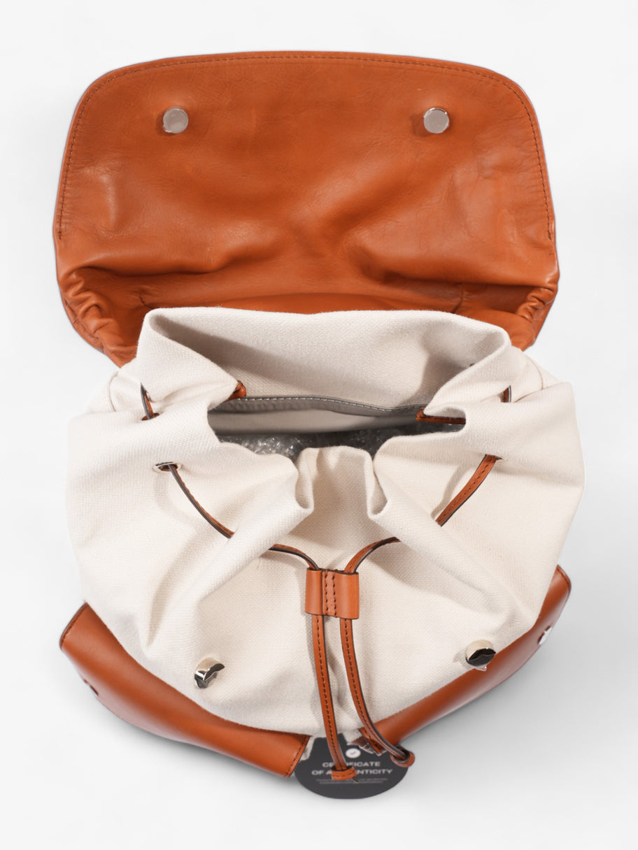 Linrn Backpack White / Brown Canvas Image 8