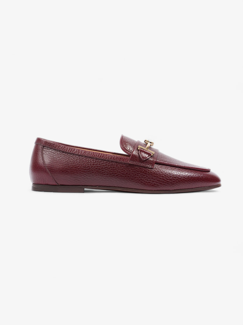  Gold Buckle Detail Loafers Burgundy Leather EU 36.5 UK 4.5