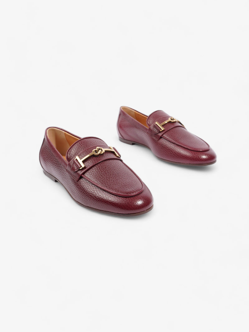  Gold Buckle Detail Loafers Burgundy Leather EU 36.5 UK 4.5