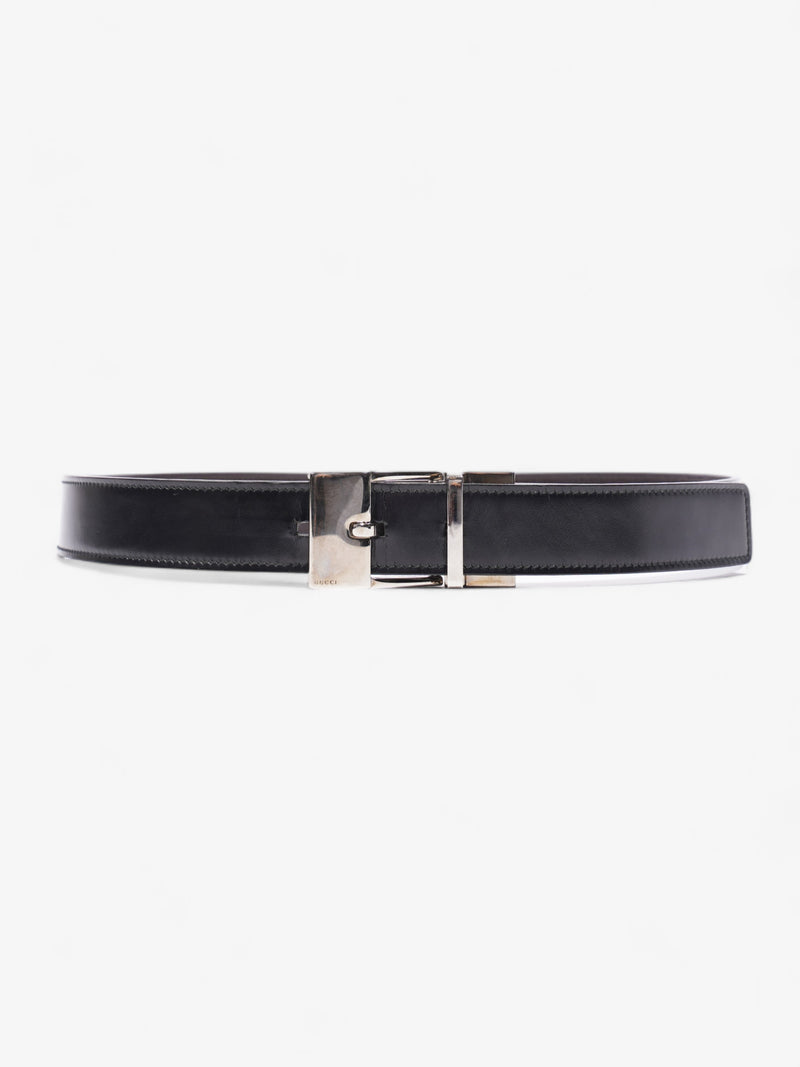  Square Buckle Belt Black Leather 80cm 32
