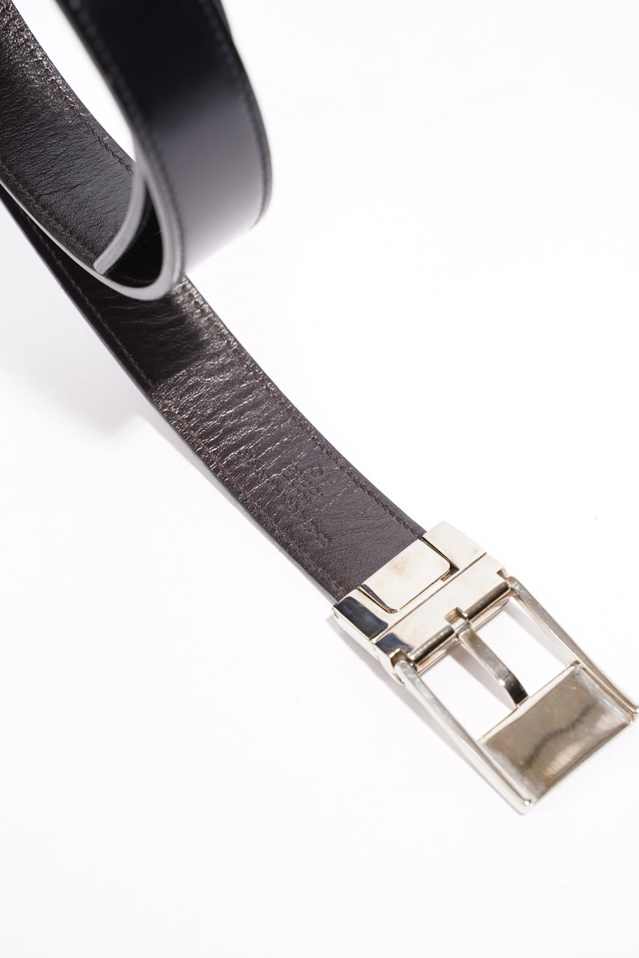 Square Buckle Belt Black Leather 80cm 32