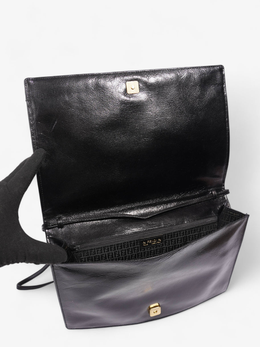 Clutch With Strap Black Leather Image 8