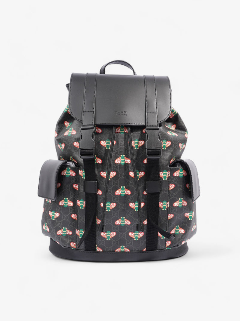  GG Supreme Bee Backpack Black / Red And Green Bee Print Coated Canvas