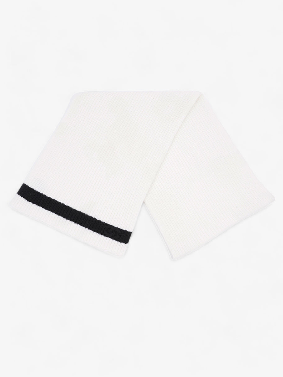Ribbed Knit Scarf White / Black Cashmere Image 1