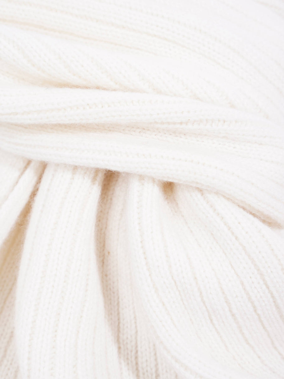 Ribbed Knit Scarf White / Black Cashmere Image 4