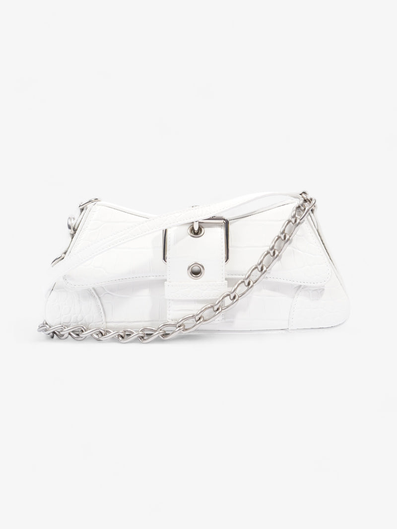  Lindsay White Croc Effect Embossed Leather