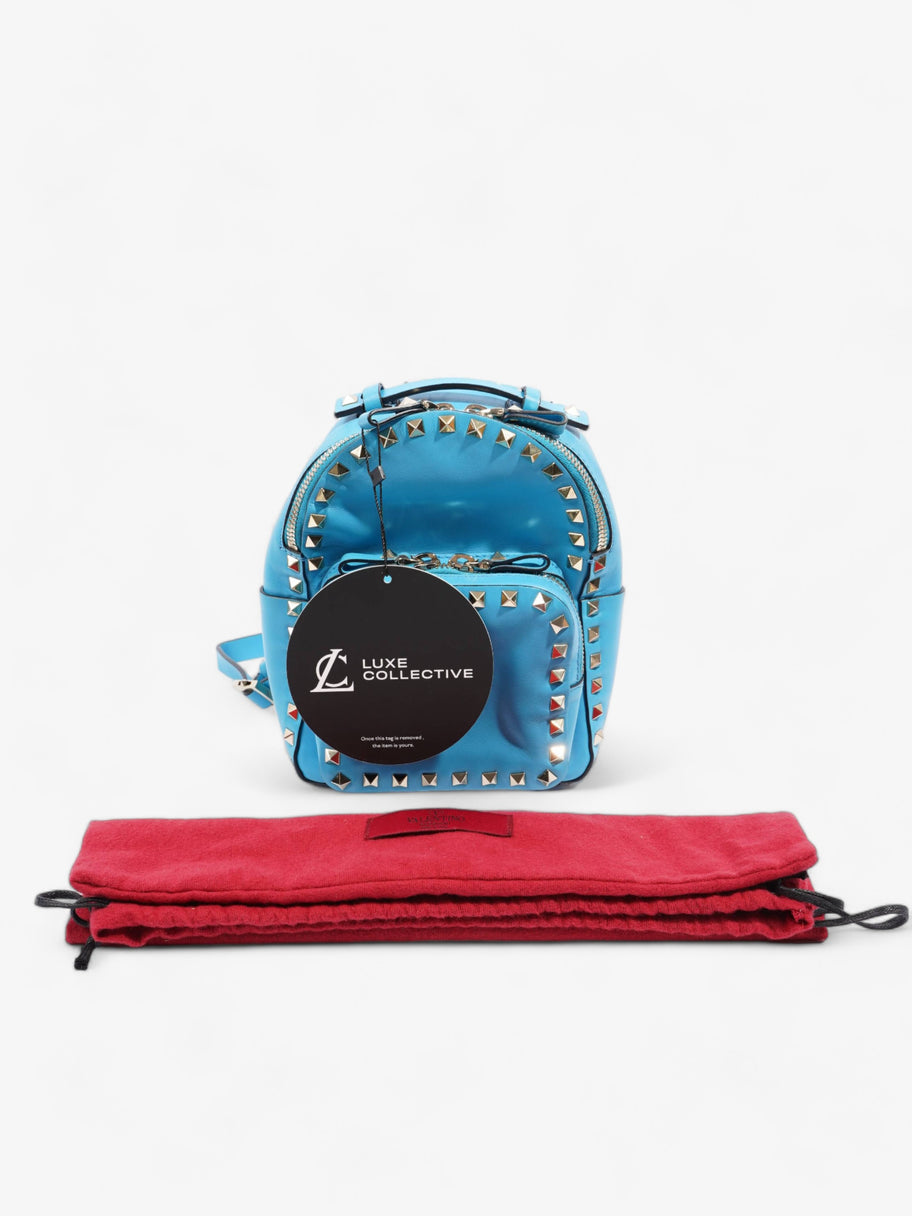 Rockstud Backpack Blue Leather Mini Image 8