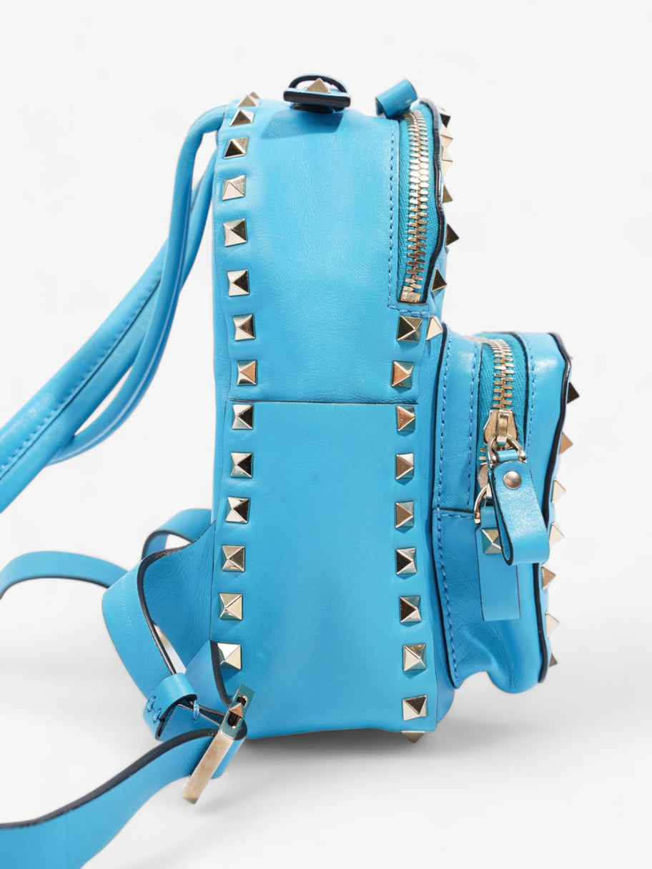 Rockstud Backpack Blue Leather Mini Image 5