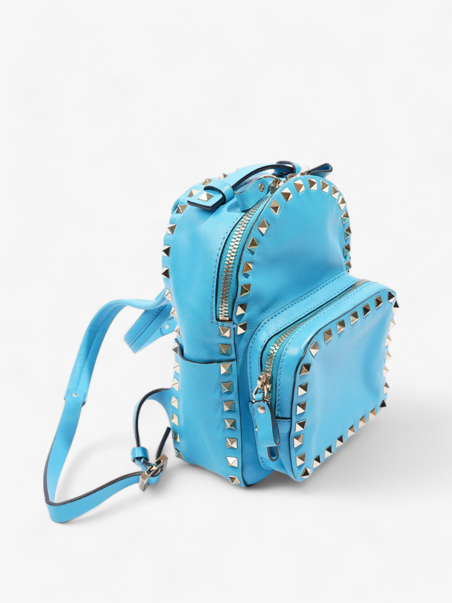 Rockstud Backpack Blue Leather Mini Image 7