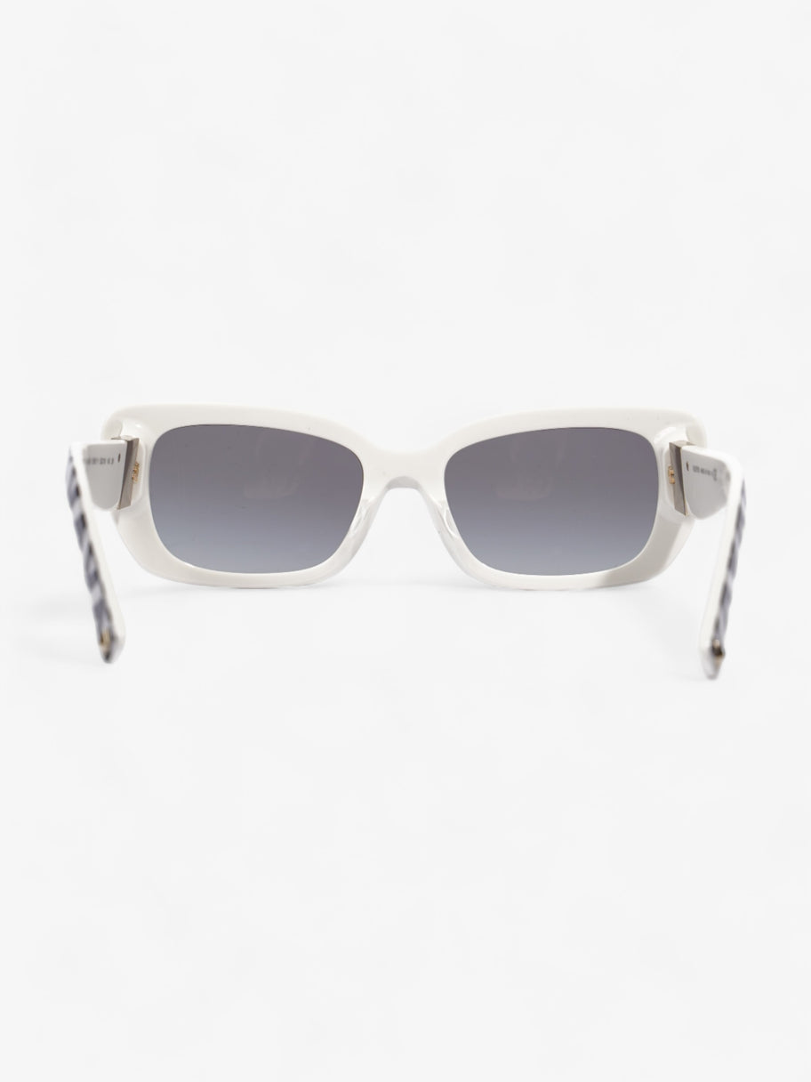 Rectangular Framed Sunglasses 4096 Black / White Acetate 140 Image 3