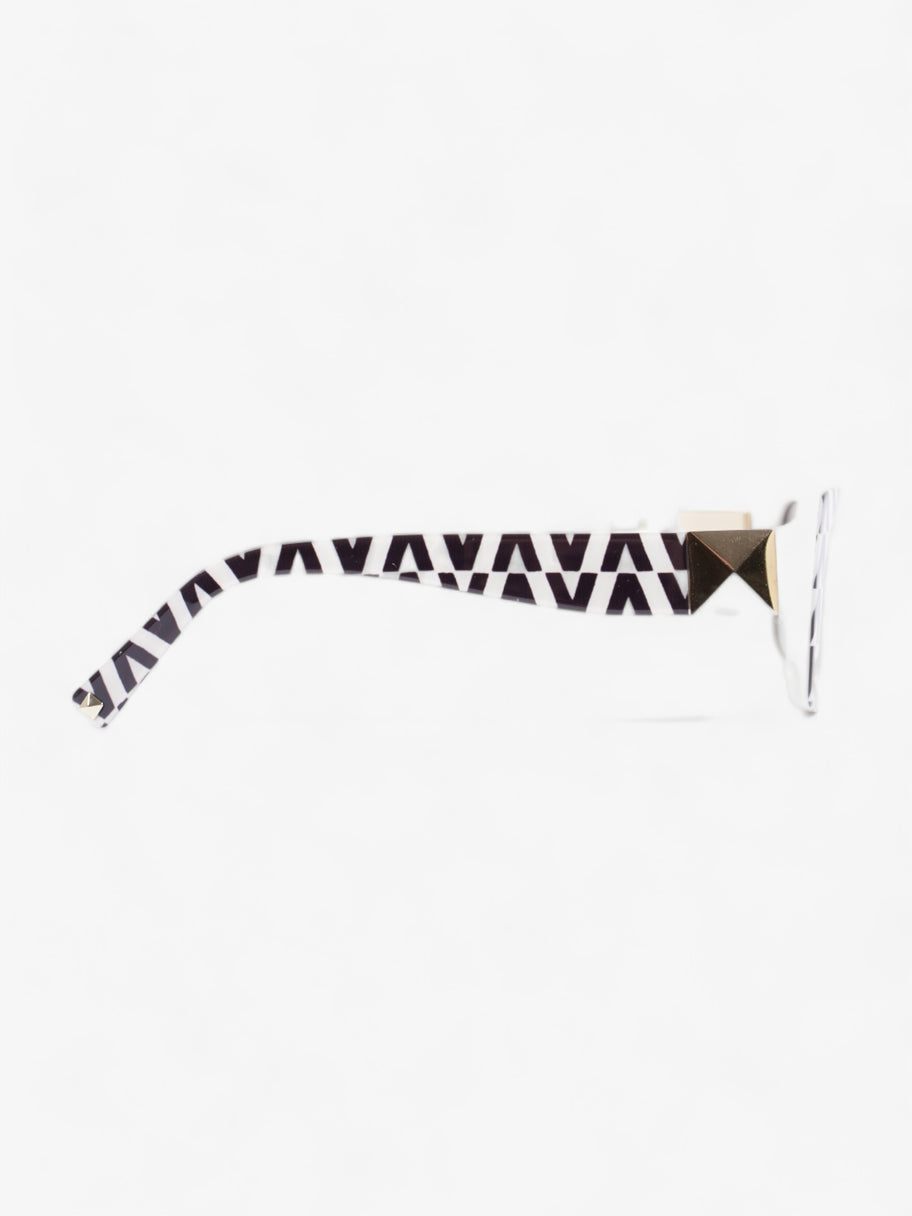 Rectangular Framed Sunglasses 4096 Black / White Acetate 140 Image 4