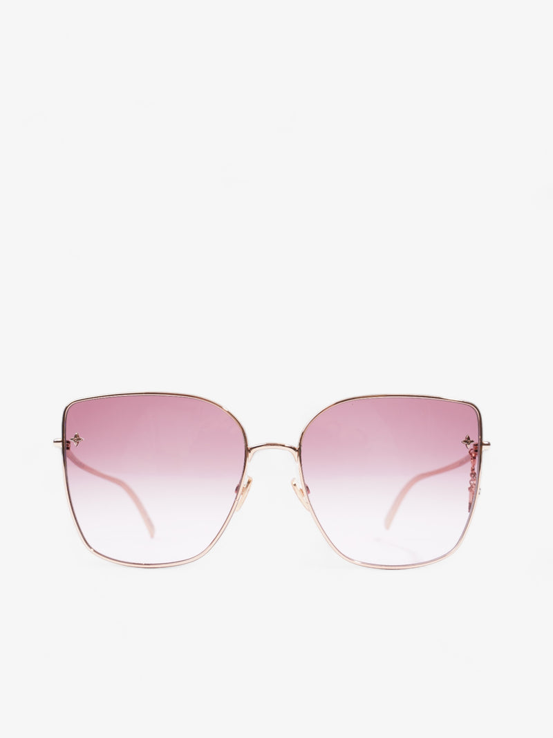  LV Charm Cat Eye Sunglasses Pink Gold Acetate 140mm